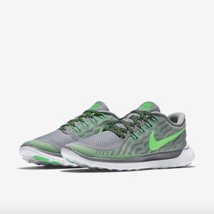 NIKE Free 5.0 Barefoot Natural Running Shoes Wolf Grey Ghost Green Mesh Upper 10